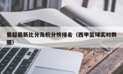 葡超最新比分及积分榜排名（西甲篮球实时数据）