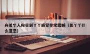 在美华人称见到丫丫感觉非常震撼（美丫丫什么意思）