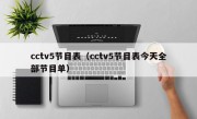 cctv5节目表（cctv5节目表今天全部节目单）