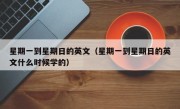 星期一到星期日的英文（星期一到星期日的英文什么时候学的）