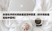 白岩松评农村房前屋后禁种蔬菜（农村房前屋后能种菜吗）